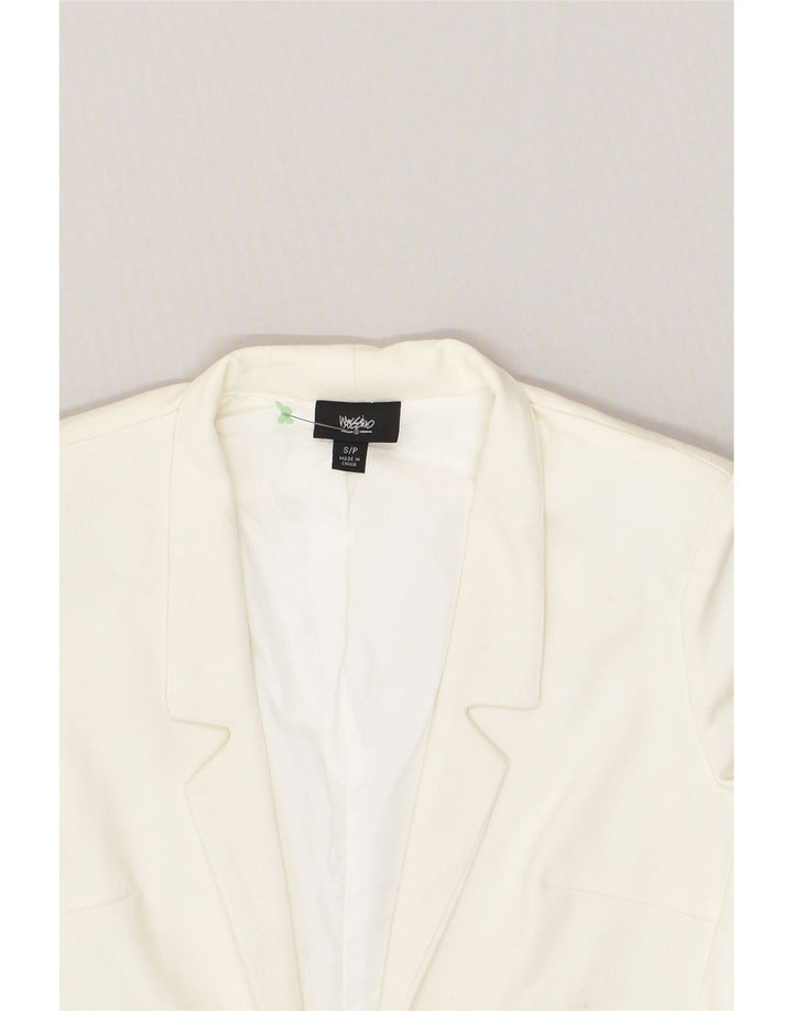 MOSSIMO Womens Crop Blazer Jacket UK 10 Small White Polyester | Vintage Mossimo | Thrift | Second-Hand Mossimo | Used Clothing | Messina Hembry 