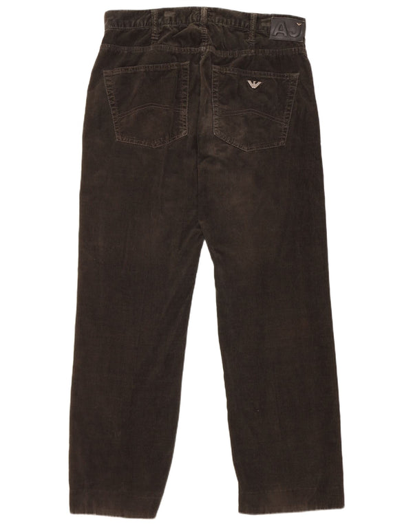 Armani Mens Straight Corduroy Trousers W34 L30 Khaki Cotton