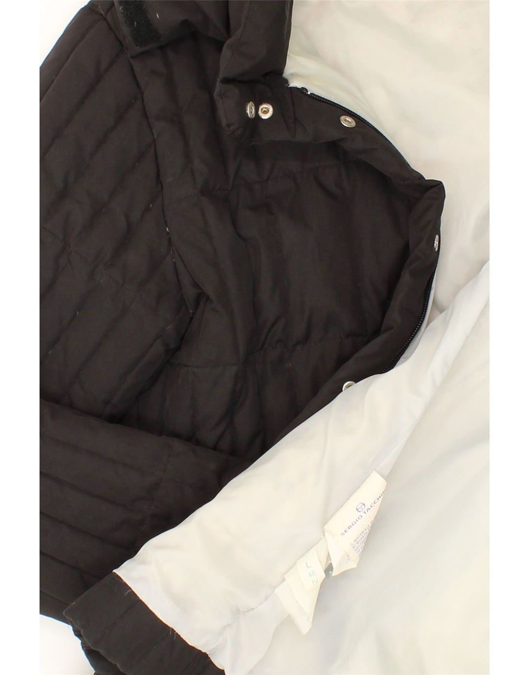 SERGIO TACCHINI Womens Hooded Padded Coat IT 46 Large Black Vintage Sergio Tacchini and Second-Hand Sergio Tacchini from Messina Hembry 