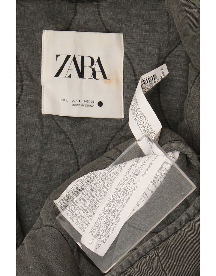 Damska pikowana kurtka oversize Zara UK 16, duża, szara z Lyocellu