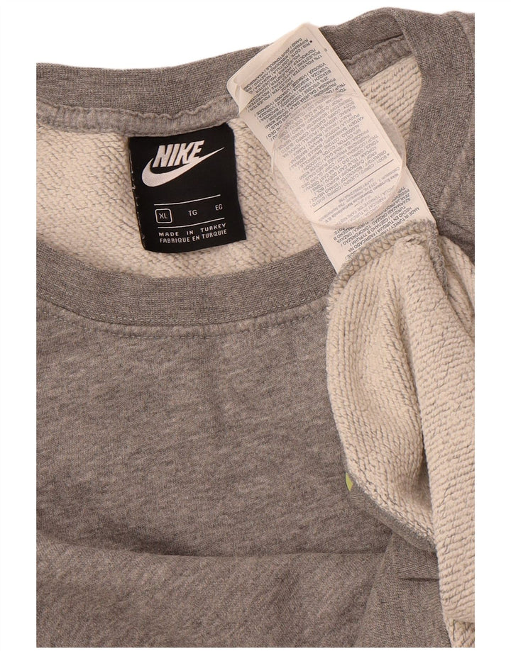 NIKE Mens Graphic Moletom Jumper XL Cinza Algodão