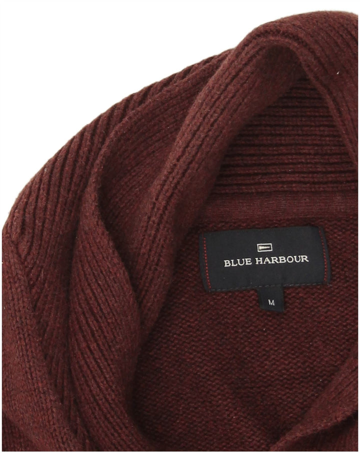 Marks & Spencer Herren Blauer Harbor-Pullover mit Schalkragen, mittleres Burgunderrot