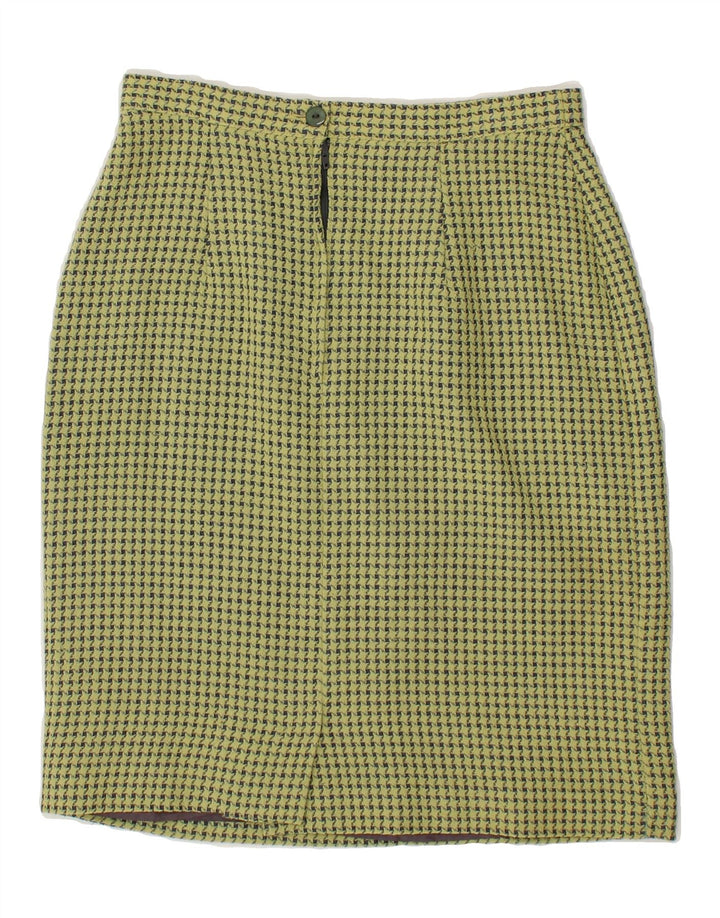 LORETTA BLOOM Womens Pencil Skirt UK 12 Medium W26  Yellow Houndstooth Vintage Loretta Bloom and Second-Hand Loretta Bloom from Messina Hembry 