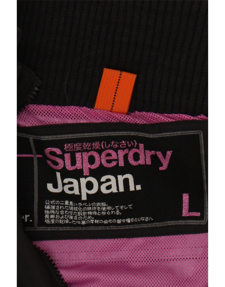 SUPERDRY Womens Windbreaker Jacket UK 16 Large Black Nylon