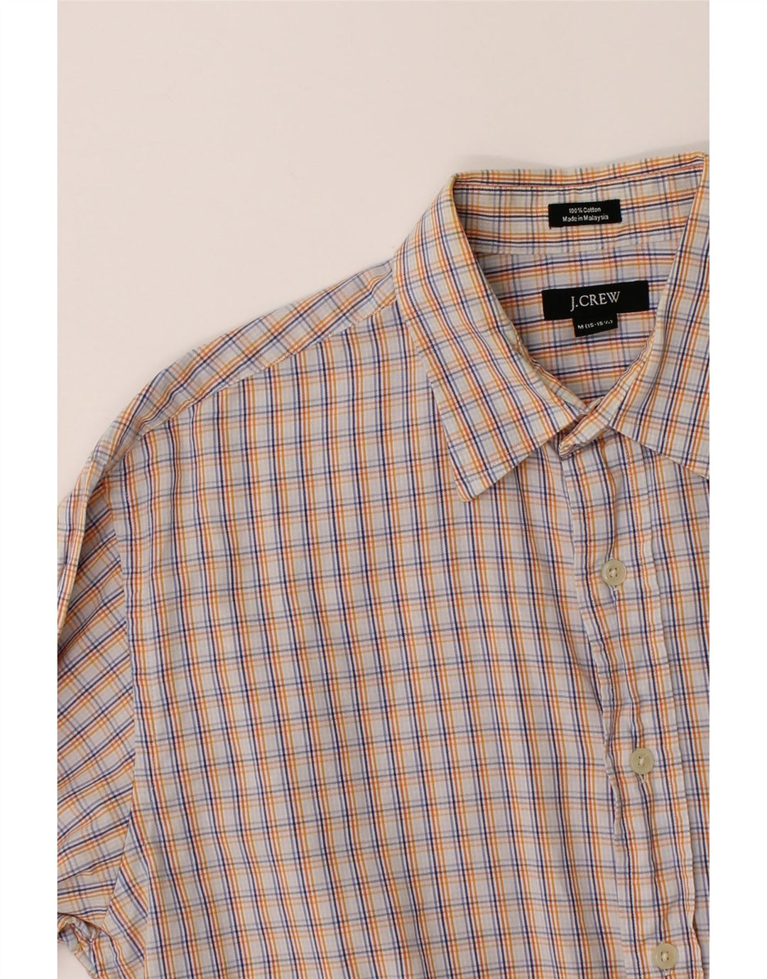 J. CREW Mens Flannel Shirt Size 15 1/2 Medium Orange Check Cotton Vintage J. Crew and Second-Hand J. Crew from Messina Hembry 