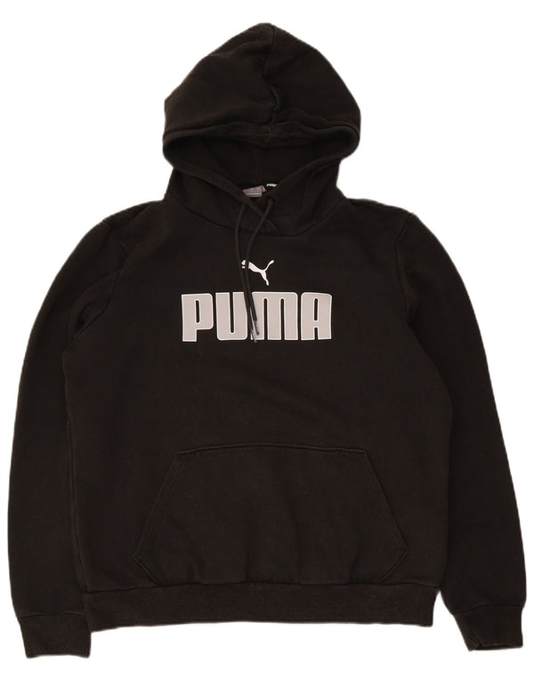 Puma Womens Graphic Hoodie Jumper UK 16 Large Black Cotton