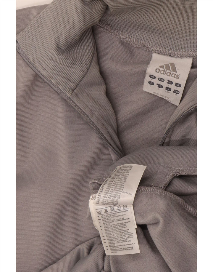 Adidas Mens Tracksuit Top Jacket Large Grey Polyester