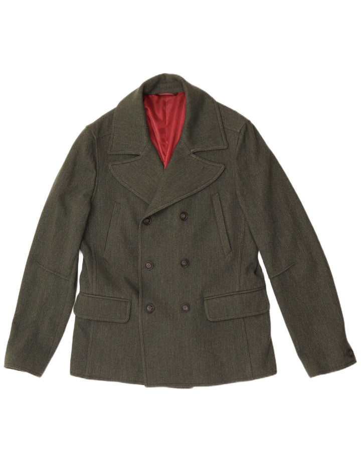 Liu Jo Herre Pea Coat UK 40 Large Green Sildebensuld