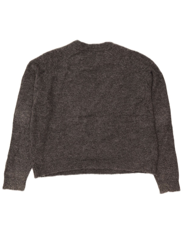Женский укороченный свободный джемпер с круглым вырезом Zara UK 10, маленький серый нейлон