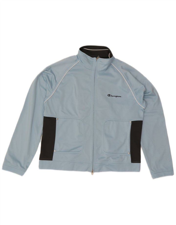 Champion Womens Tracksuit Top Jacket UK 16 Large Blue Colourblock Polyester