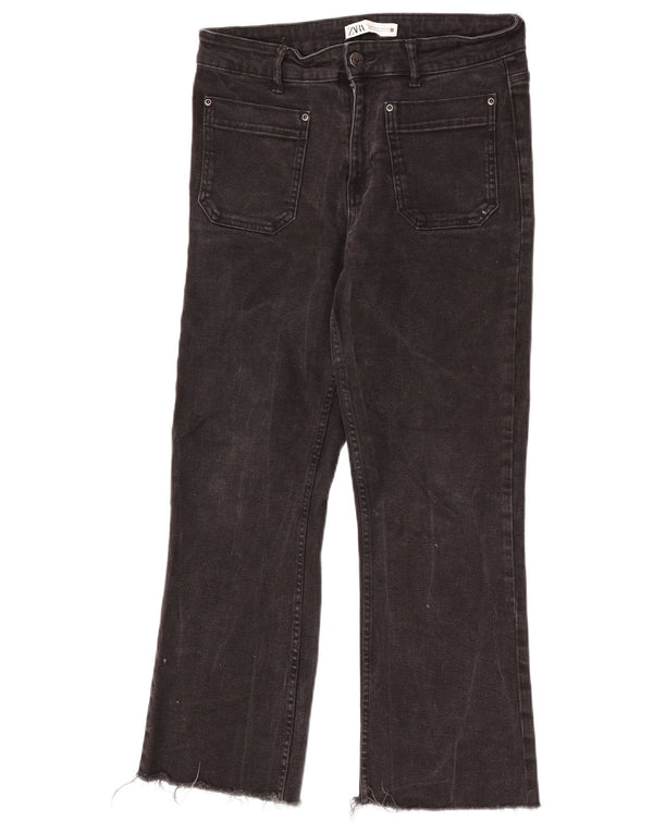 Zara Womens High Waist Cropped Jeans EU 40 Medium W30 L25 Black