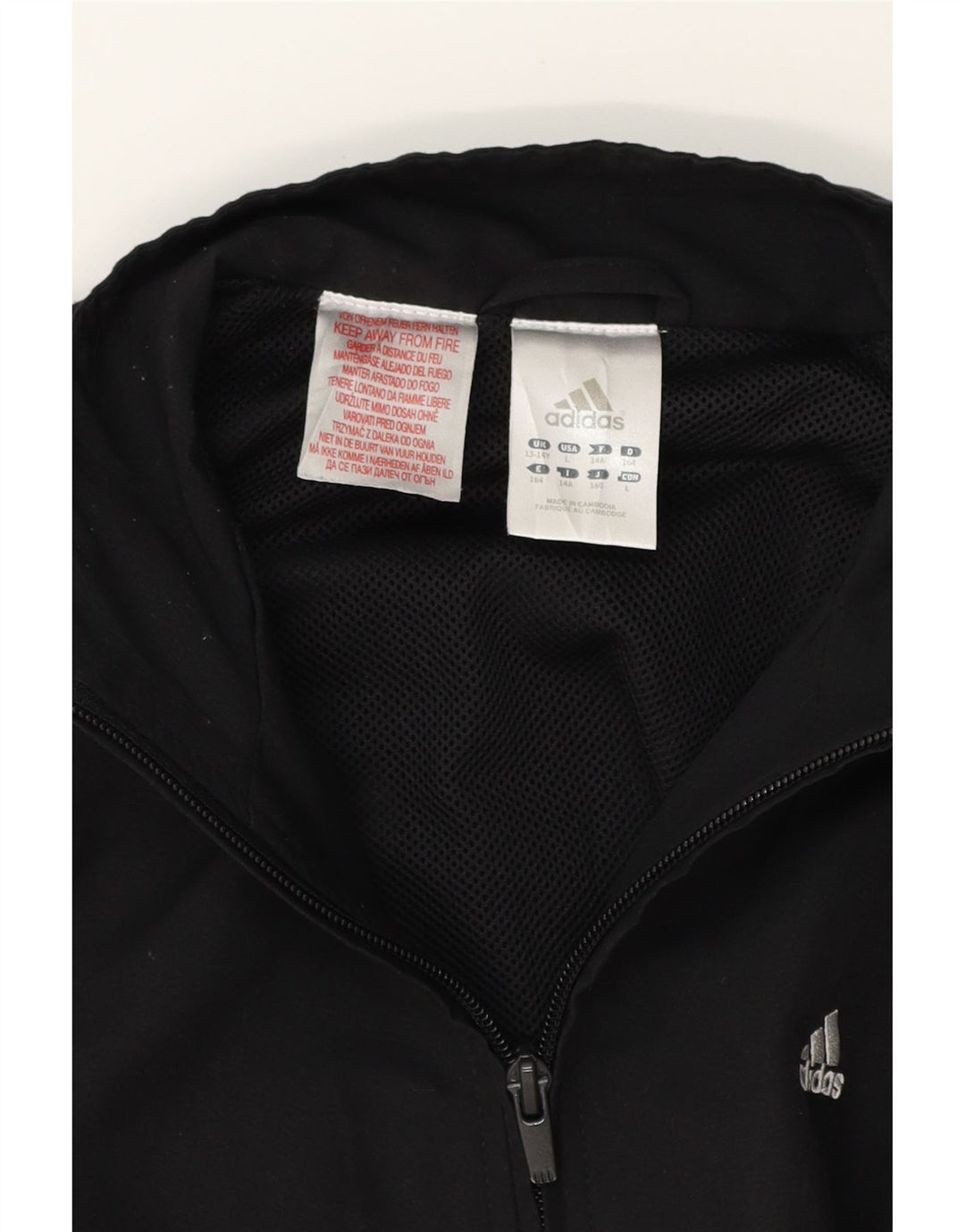 ADIDAS Boys Graphic Tracksuit Top Jacket 13-14 Years Black Polyester Vintage Adidas and Second-Hand Adidas from Messina Hembry 