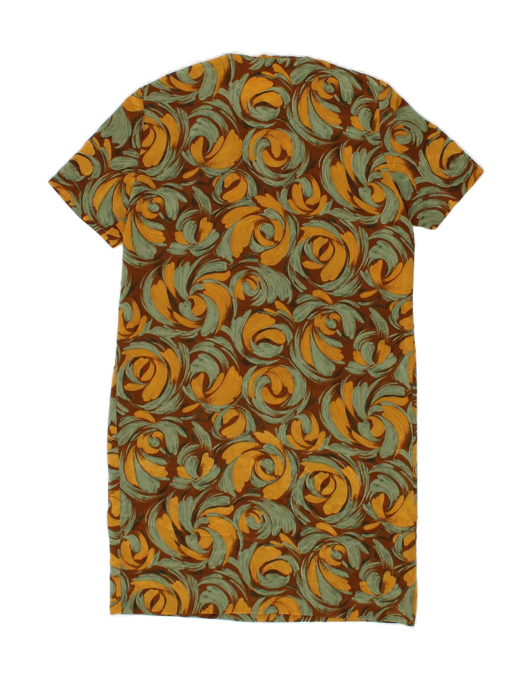 VINTAGE Womens Abstract Pattern Basic Dress UK 14 Medium Brown Vintage Vintage and Second-Hand Vintage from Messina Hembry 