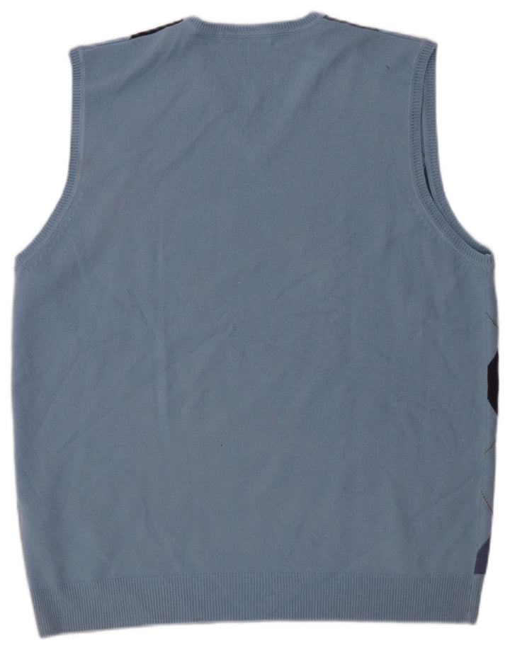 Marks & Spencer Mens Autograph Vest Tank Top Large Blue Argyle/Diamond