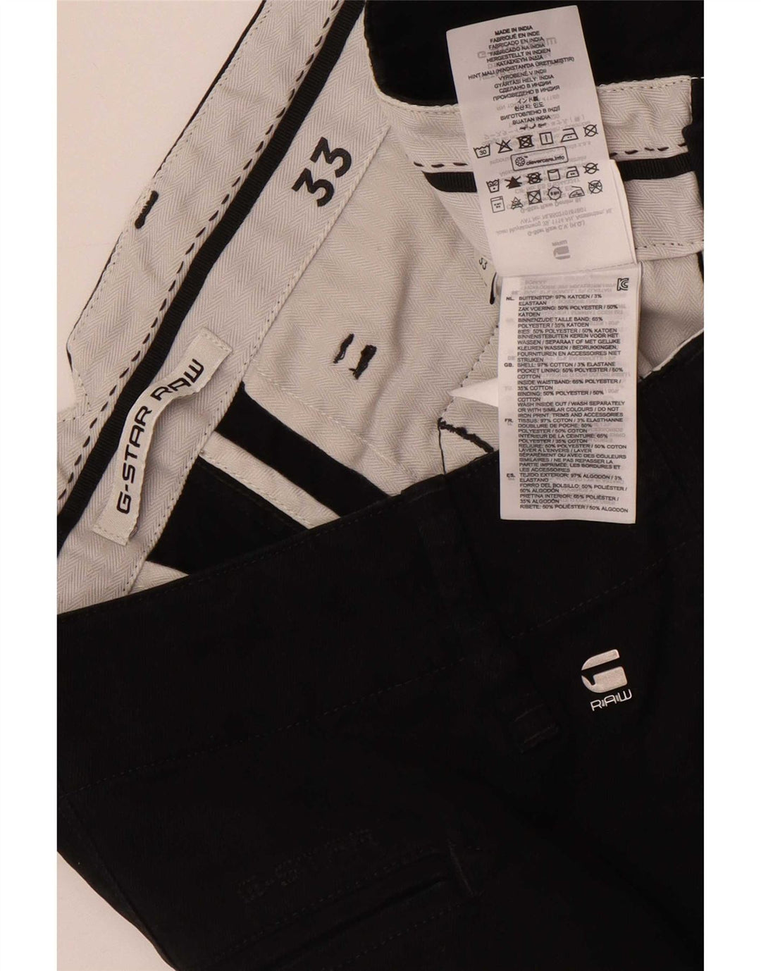 G-Star Mens Chino Shorts W33 Medium Black Cotton