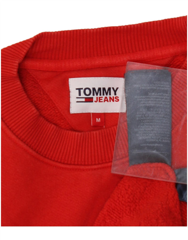 TOMMY HILFIGER Womens Oversized Sweatshirt Jumper UK 14 Medium Red Cotton