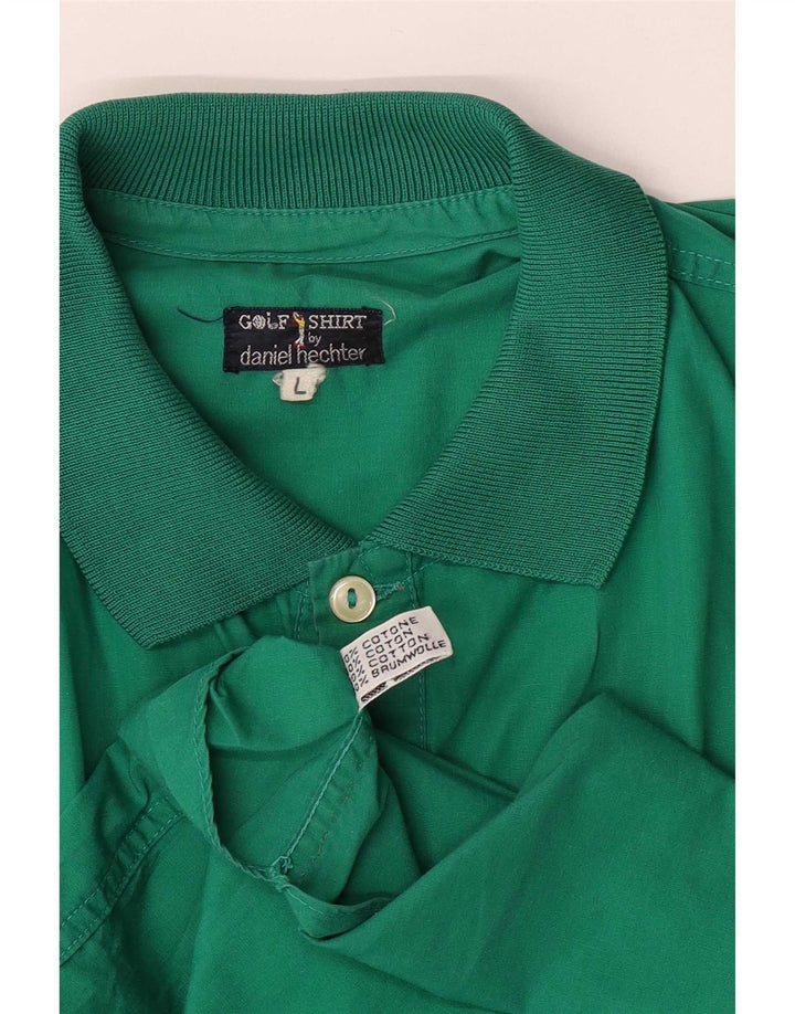 Vintage Mens Short Sleeve Pullover Shirt Large Green Cotton