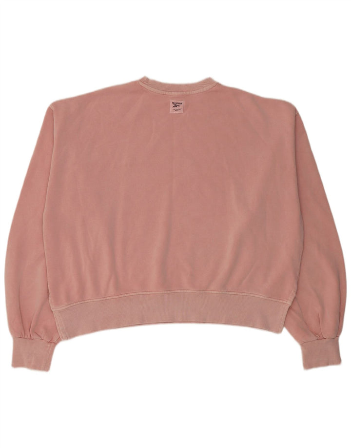 Reebok Womens Crop Oversized Sweatshirt Jumper UK 14 Medium Pink Cotton