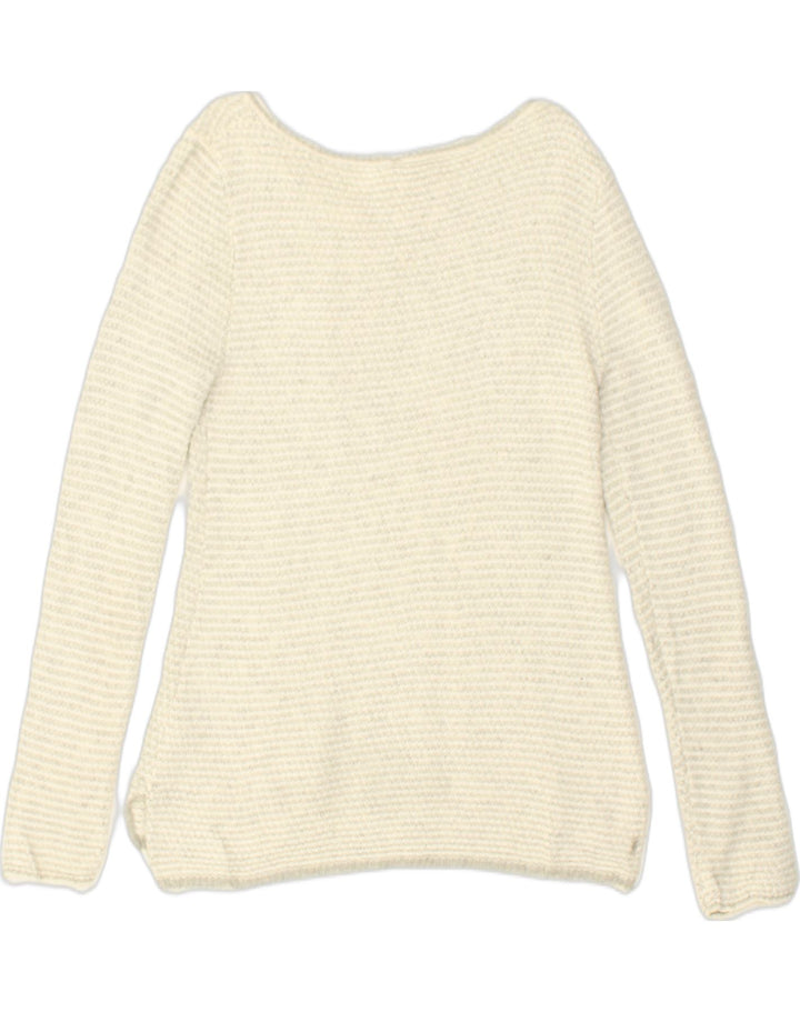 J. CREW Womens Crew Neck Jumper Sweater UK 14 Medium Beige Viscose | Vintage J. Crew | Thrift | Second-Hand J. Crew | Used Clothing | Messina Hembry 