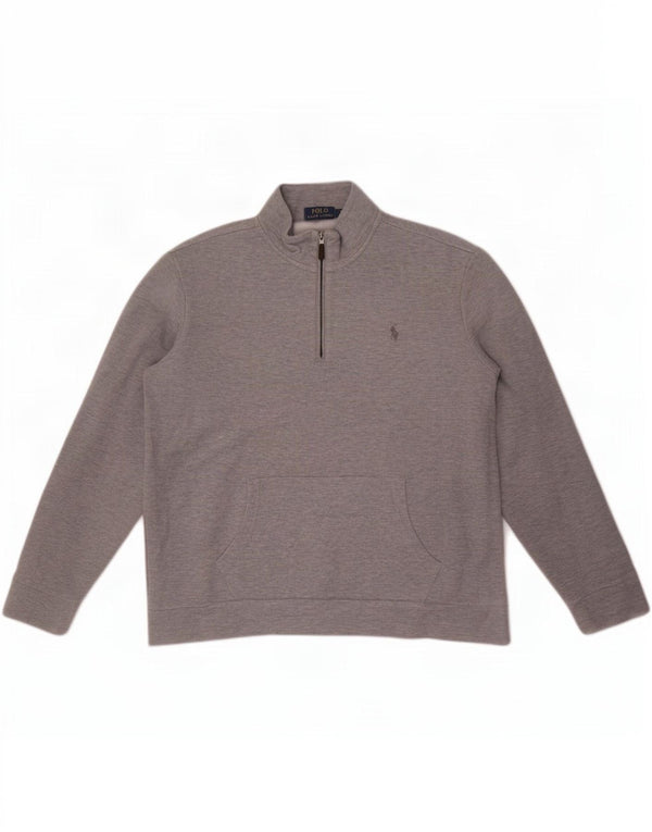 Polo Ralph Lauren - Sudadera con cuello y cremallera para hombre, talla XL, algodón gris