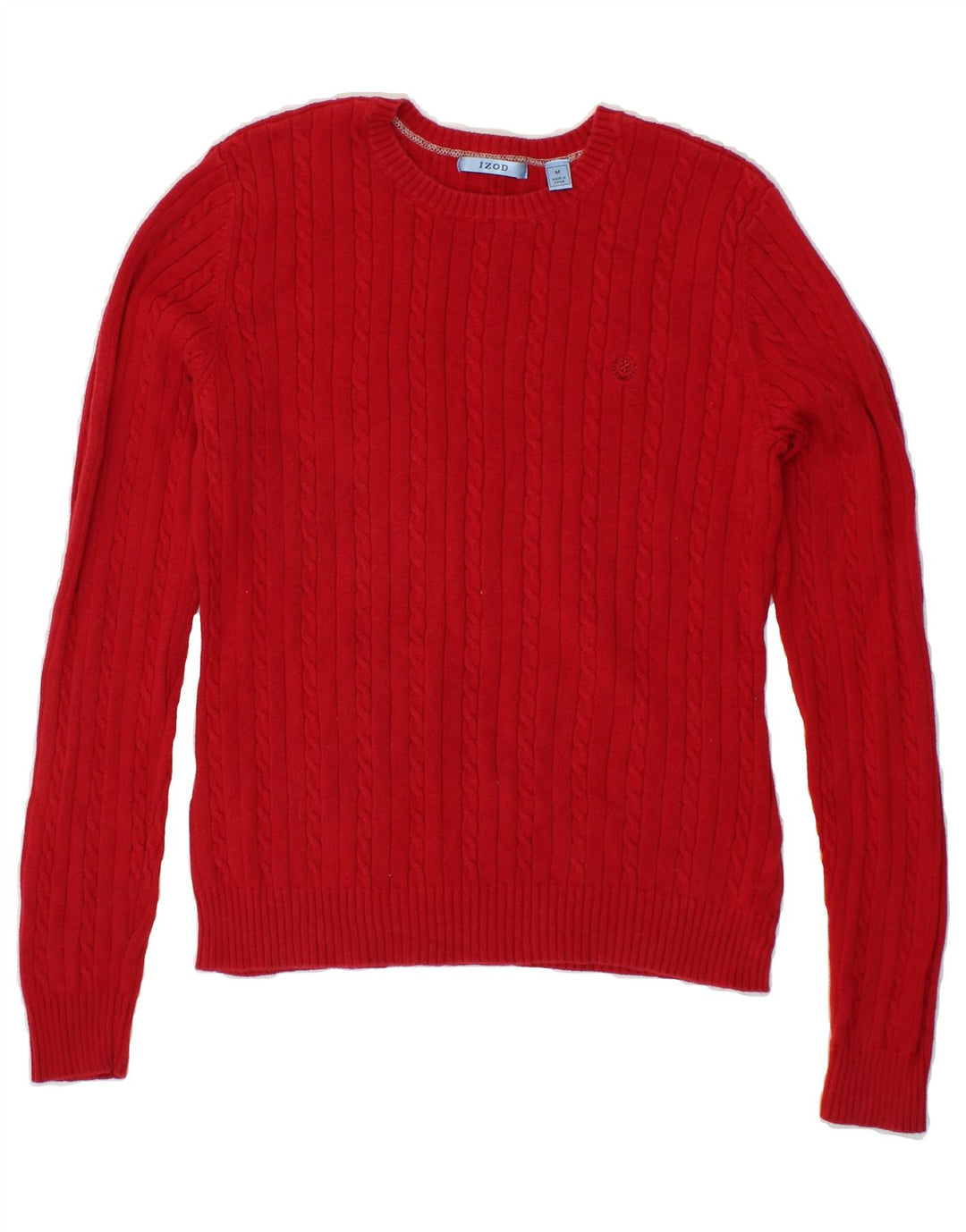 IZOD Womens Crew Neck Jumper Sweater UK 12 Medium Red Cotton Vintage Izod and Second-Hand Izod from Messina Hembry 