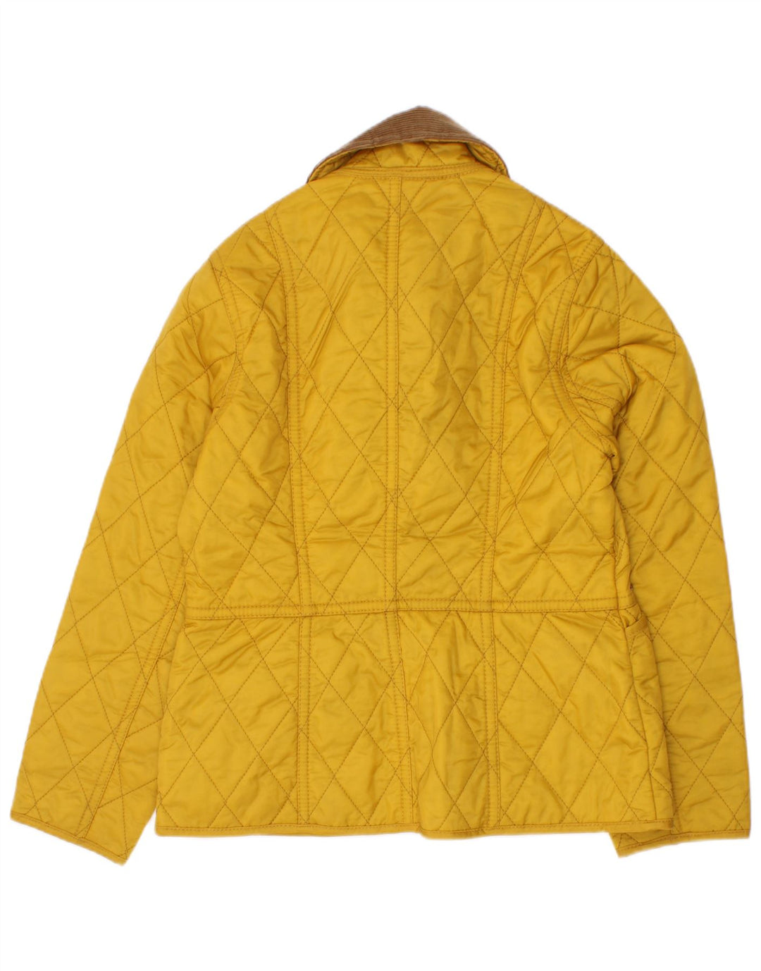 Barbour Girls Quilted Jacket 5-6 Years Small Yellow Colourblock Polyamide
