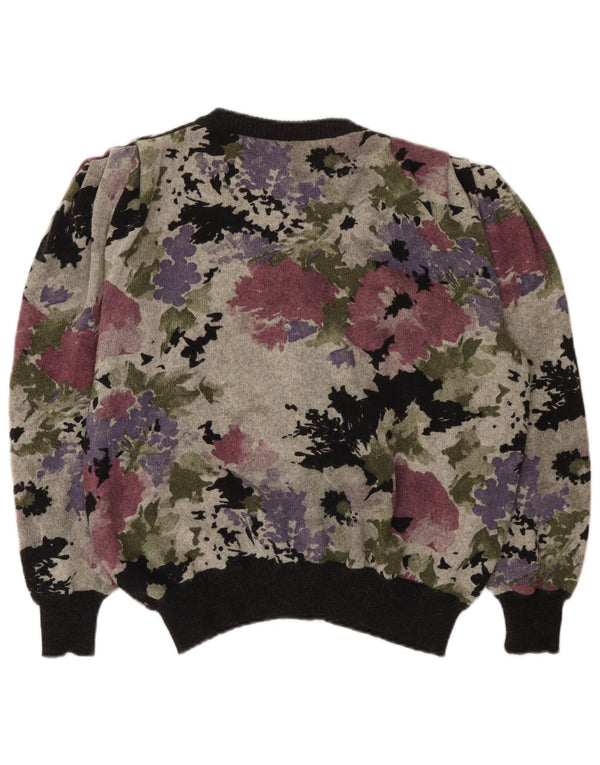 Vintage dame cardigan sweater IT 48 XL Flerfarvet blomsteruld