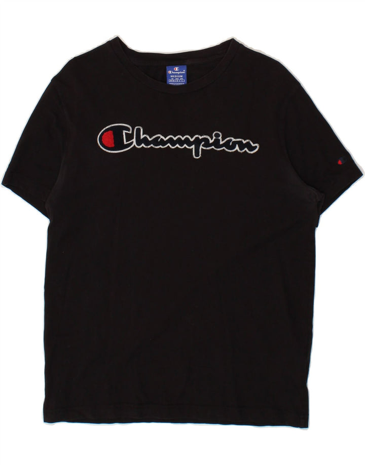 CHAMPION Mens Graphic T-Shirt Top Medium Black Cotton Vintage Champion and Second-Hand Champion from Messina Hembry 