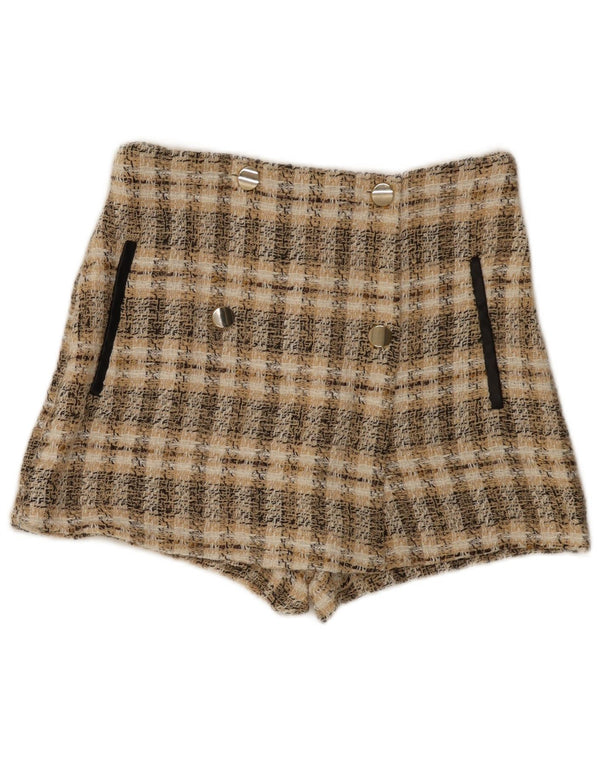 Zara Short décontracté pour femme Medium W28 Marron à carreaux en polyester