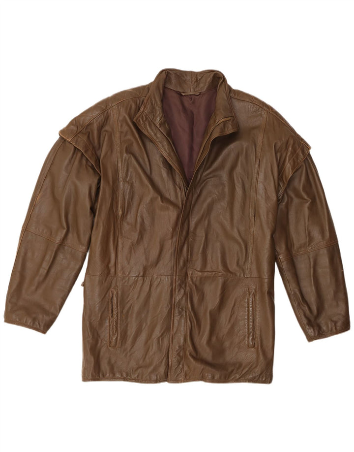 Vintage Herren Lederjacke IT 52 XL Khaki