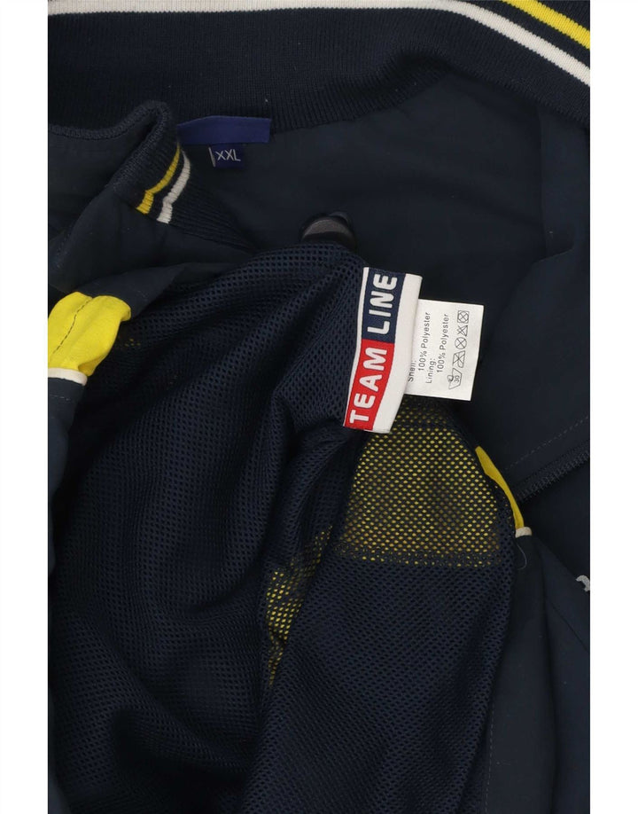Asics Mens Graphic Tracksuit Top Jacket 2XL Navy Blue Colourblock Polyester