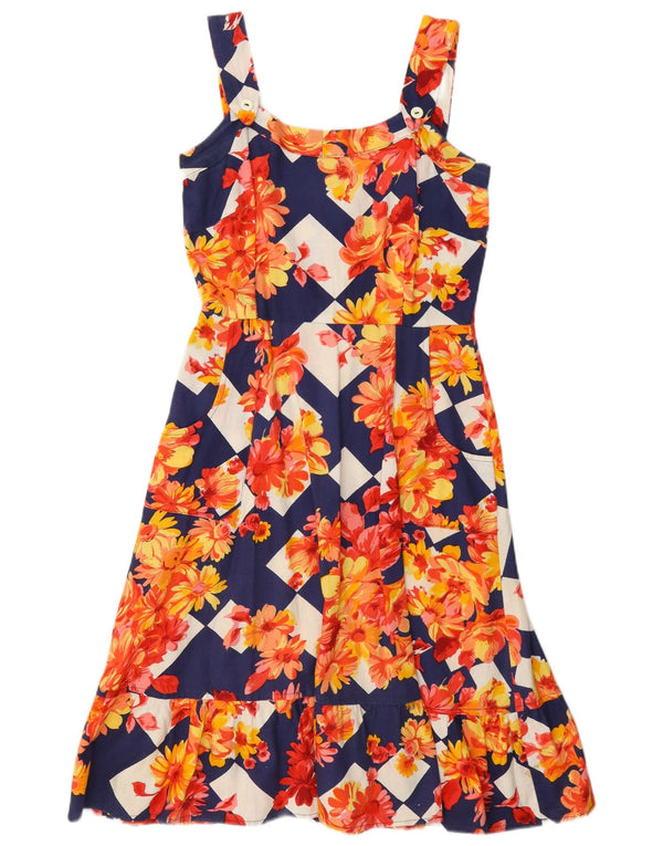 Vintage kvinders ærmeløs solkjole UK 10 Small Multicolored Floral
