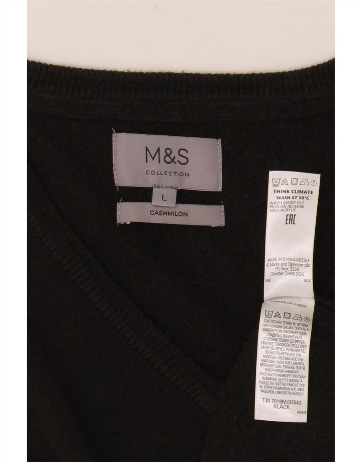 Marks & Spencer Herre V-hals sweater Stor sort akryl