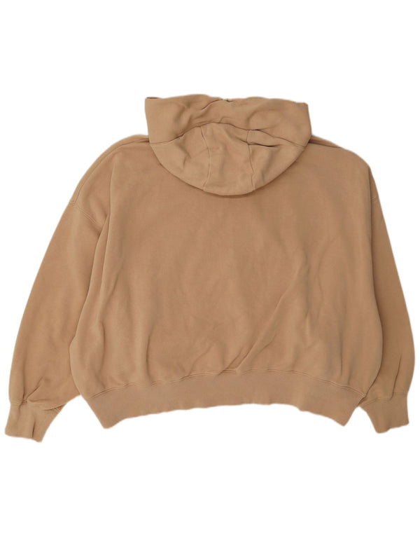 Nike Womens Crop Oversized Hoodie Jumper UK 16 Large Beige Cotton