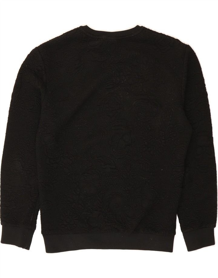 ZARA Womens Oversized Sweatshirt Jumper UK 14 Medium Black Floral Vintage Zara and Second-Hand Zara from Messina Hembry 