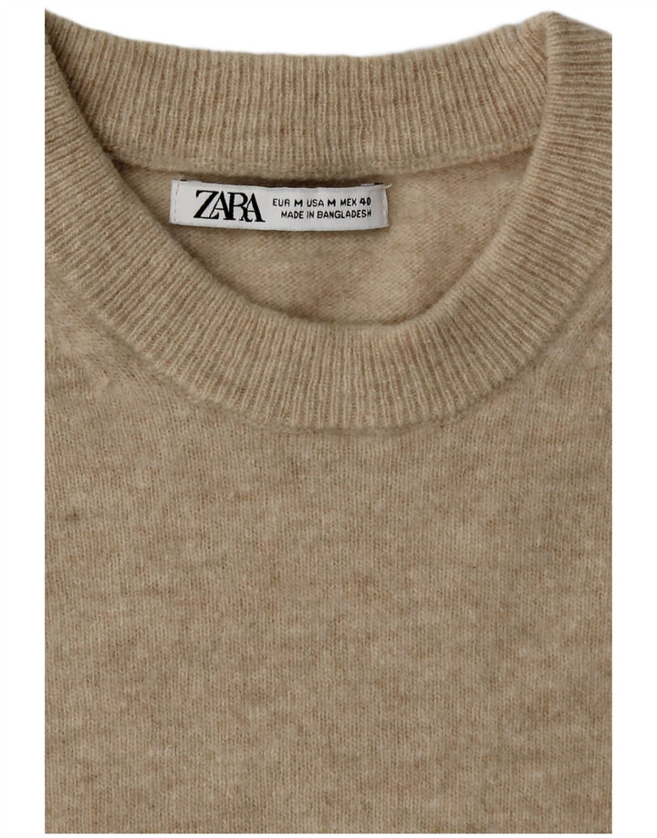 Zara Mens Crew Neck Jumper Sweater Medium Beige