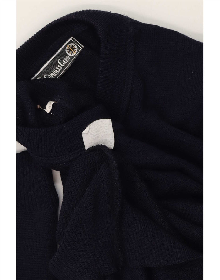 KOMPAS KORT Herre grafisk rund hals sweater stor marineblå uld