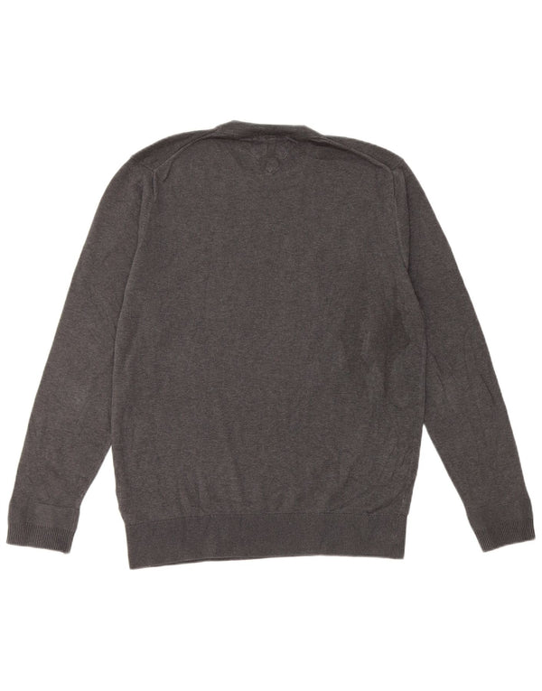Tommy Hilfiger Womens Crew Neck Jumper Sweater UK 14 Medium Grey Cotton