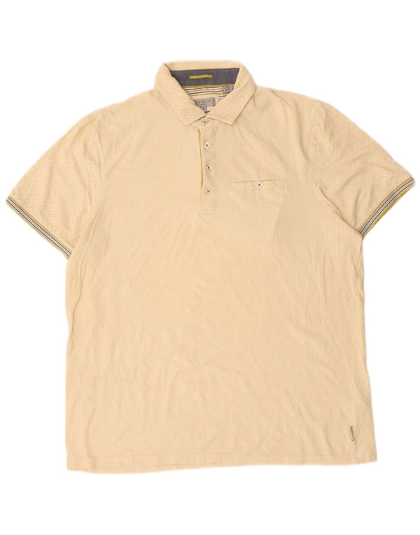 Ted Baker Herren-Poloshirt, Größe 5 XL, gelb gefleckte Baumwolle