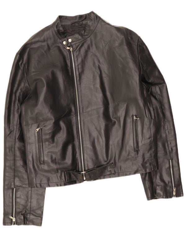 Vintage Mens Leather Jacket UK 36 Small Black