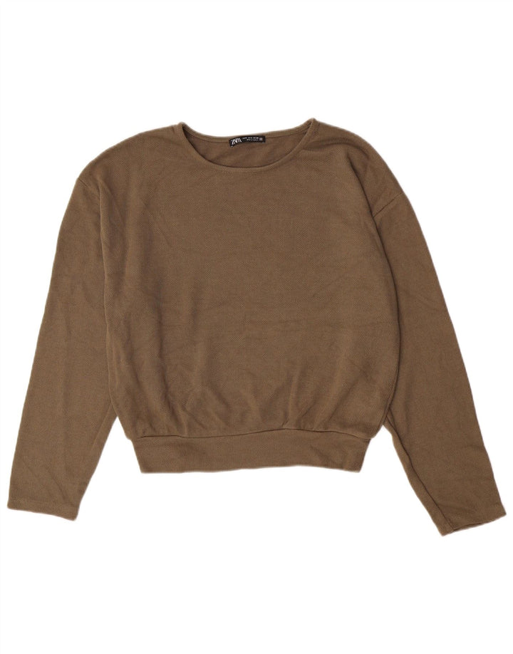 Felpa da Donna ZARA Maglione UK 12 Viscosa Marrone Medio