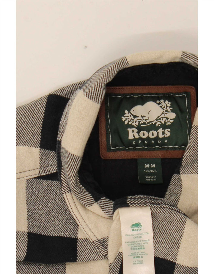 Roots Womens Canada Flannel Shirt UK 14 Medium Black Gingham Cotton