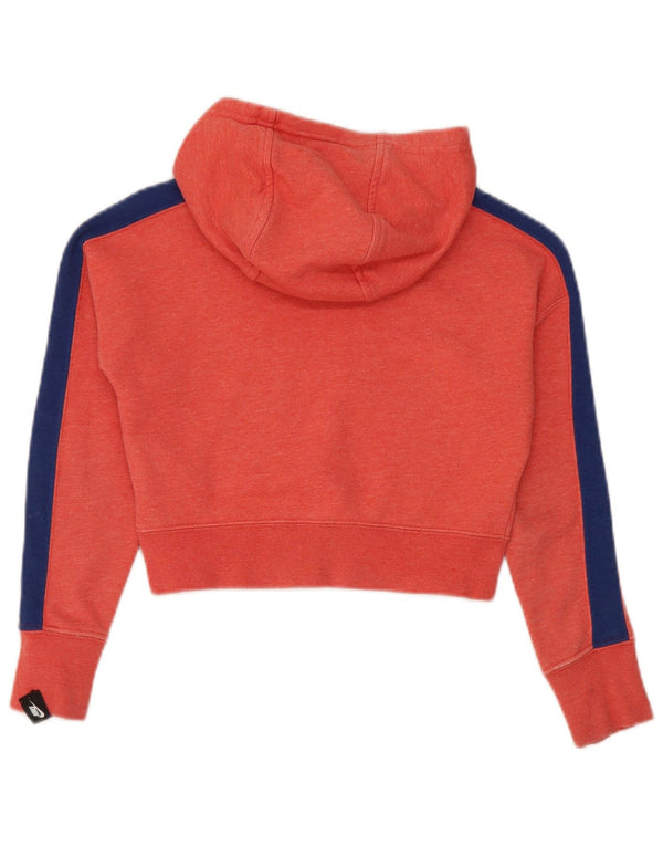 Nike Girls Crop Graphic Hoodie Jumper 8-9 ετών Μικρό κόκκινο βαμβακερό