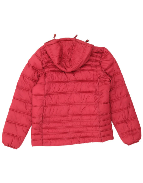 Crew Clothing Womens Hooded Padded Jacket UK 12 Medium Red Polyamide