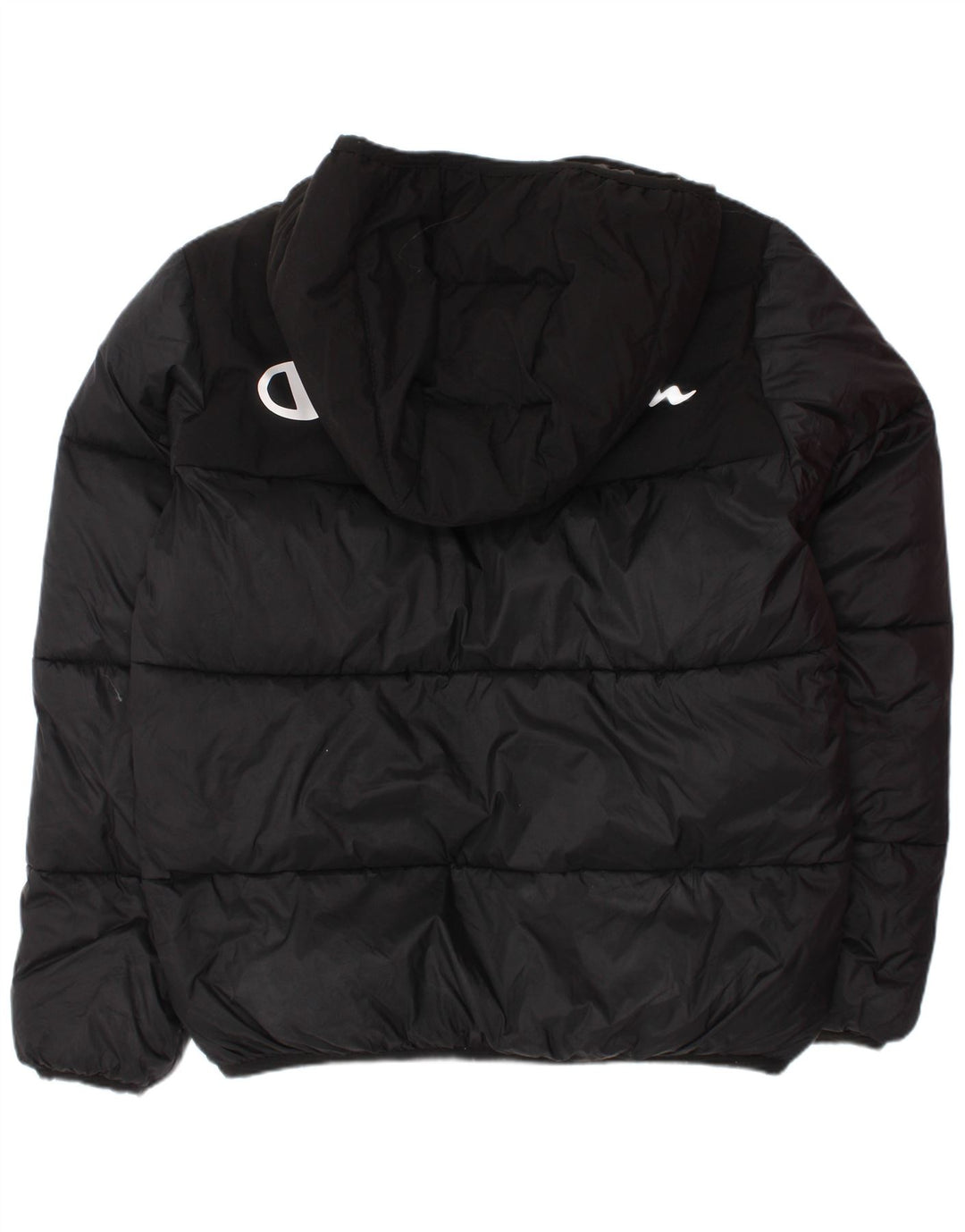 Champion Wattierte Jacke mit grafischer Kapuze für Jungen, 9–10 Jahre, Mittelschwarz