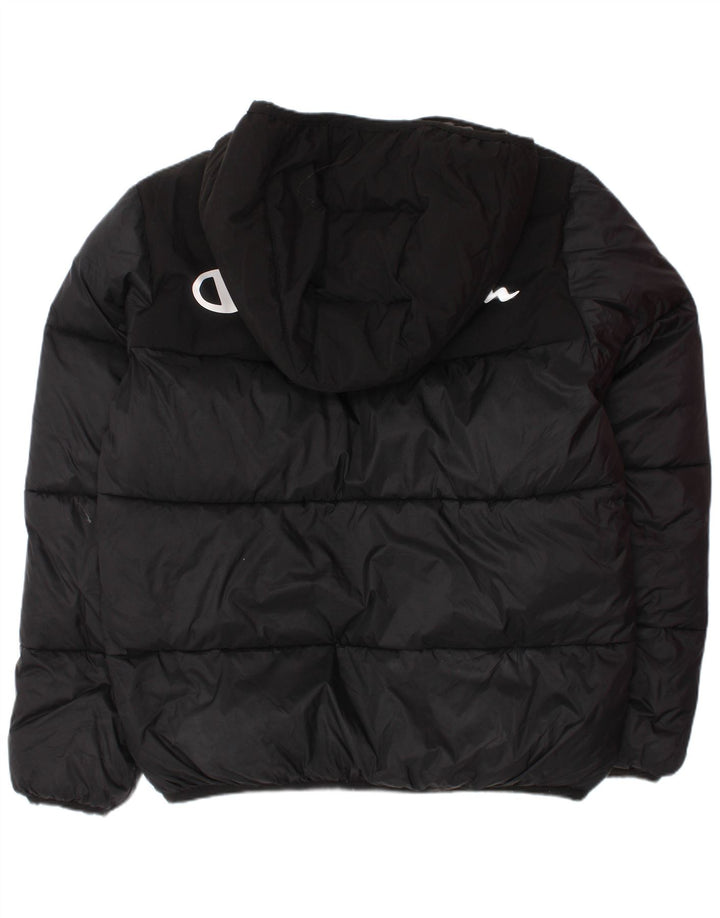 Champion Wattierte Jacke mit grafischer Kapuze für Jungen, 9–10 Jahre, Mittelschwarz