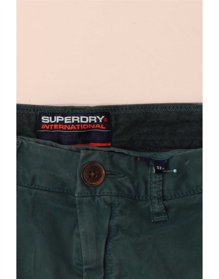 Superdry Herren Regular Chino Shorts W32 Mittelgrüne Baumwolle