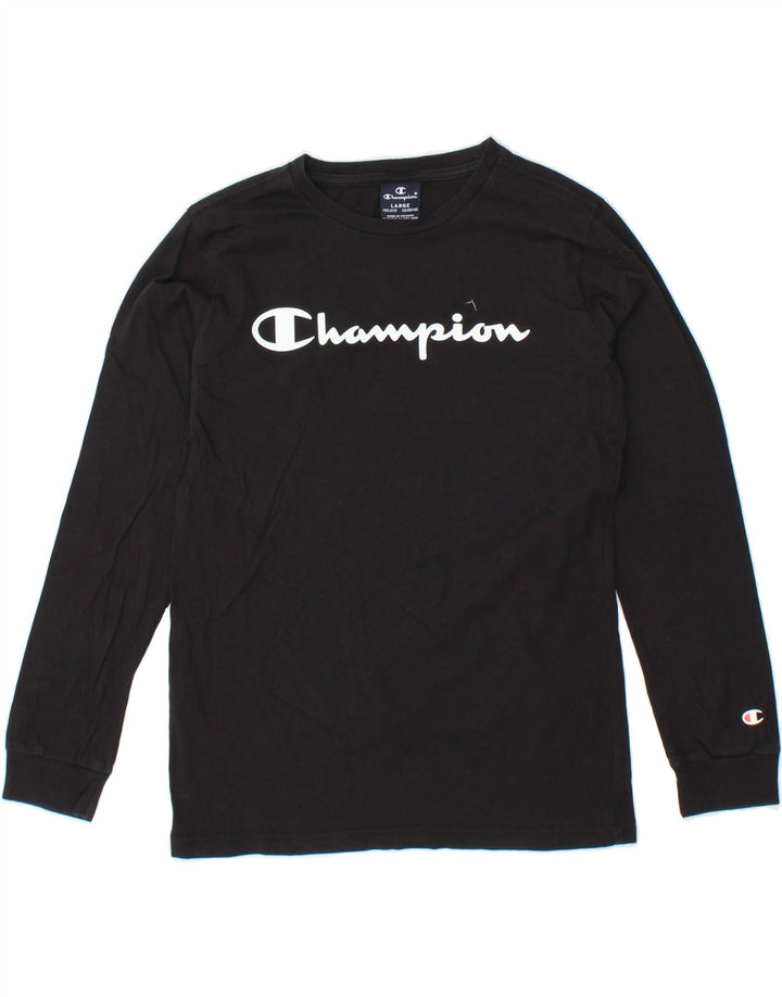 CHAMPION Boys Graphic Top Long Sleeve 11-12 Years Large Black Vintage Champion and Second-Hand Champion from Messina Hembry 