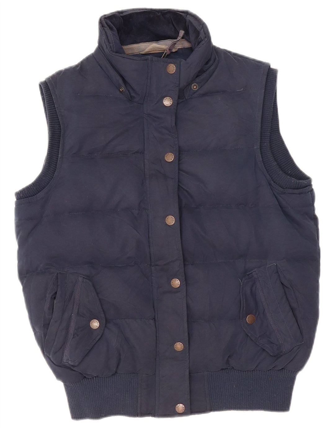 Fat Face Womens Sherpa Padded Gilet UK 12 Medium  Navy Blue Polyester