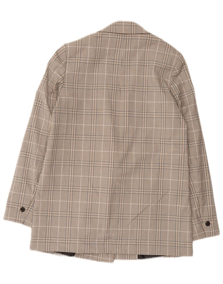 Zara Veste blazer surdimensionnée à double boutonnage pour femme UK 6 XS Gris à carreaux